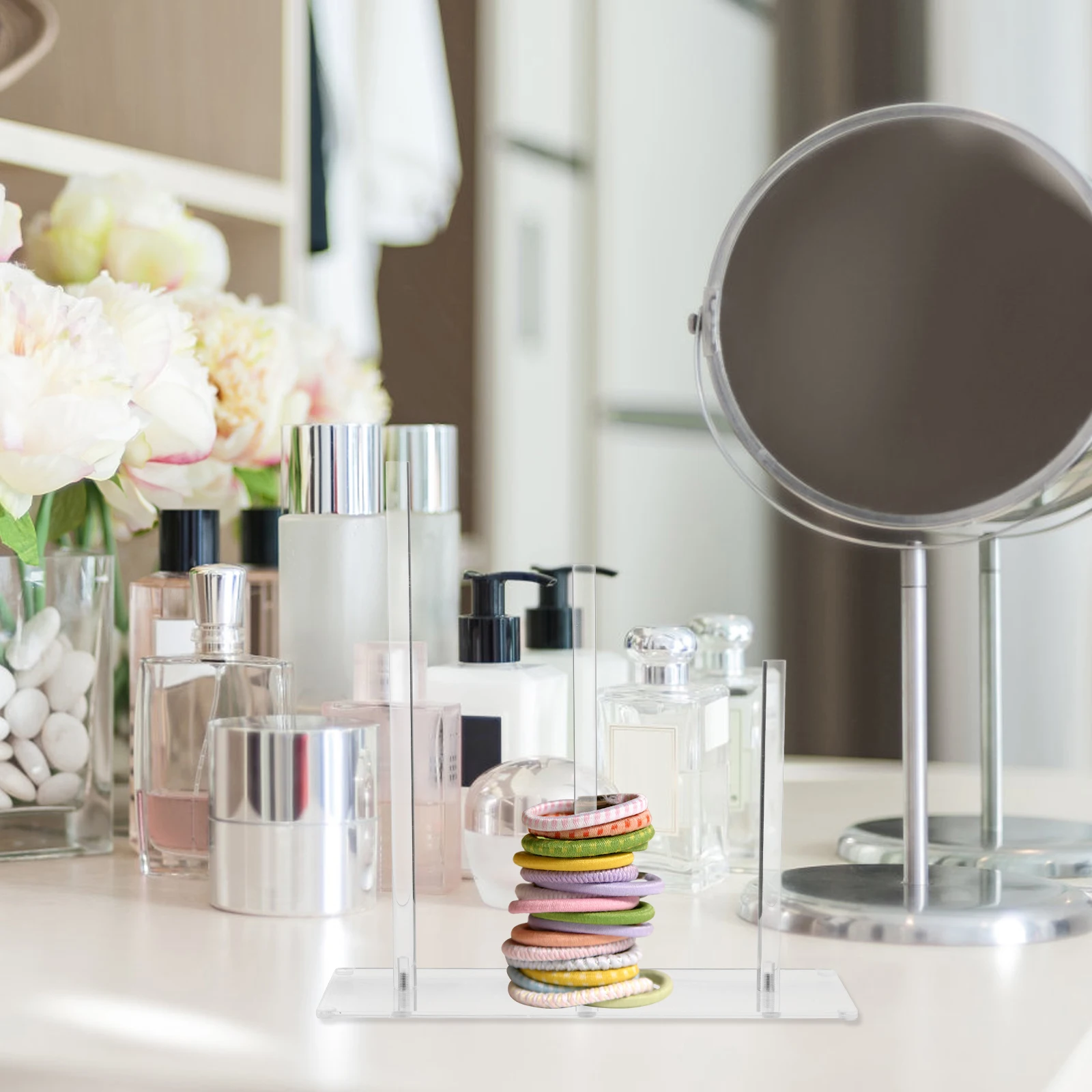 

3 Tier Hair Accessories Holder Clear Acrylic Scrunchie Organizer Transparent Hair Tie Rack Display Storage Box