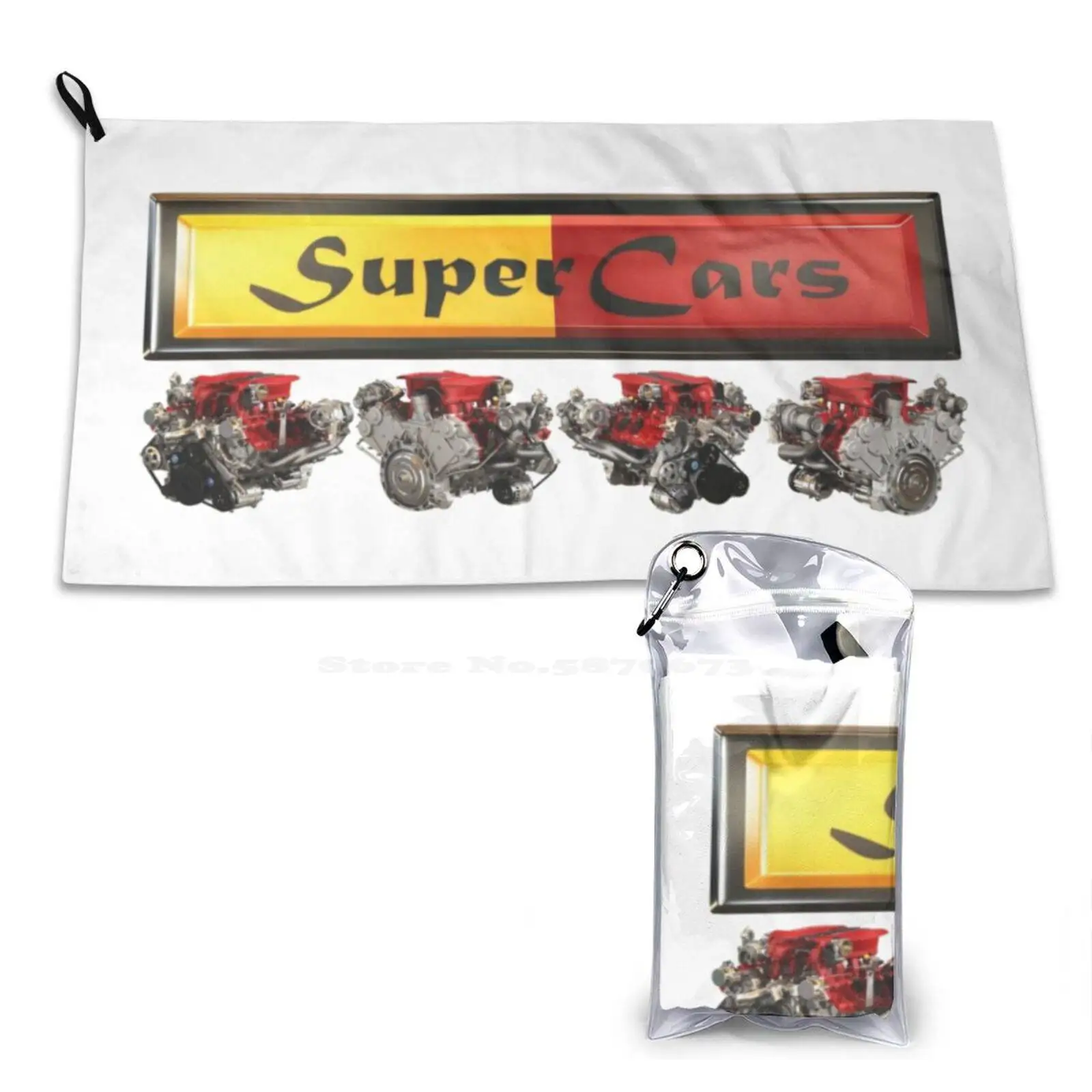 Super Cars . Pattern Soft Face Towel Home Outdoor Super Cars Engines