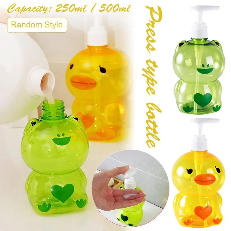 Cute Animal Soap Dispenser Frog Duck Shape Cartoon Empty Pump Bottle Dispenser Refillable Pump Bottle  for Body Wash Moisturizer