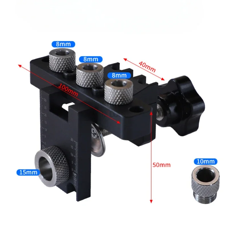 3in1 Verstelbare Plug Jig 8/10/15Mm Plug Boor Geleiset Houtbewerkingszak Gat Jig Boorzoeker Houten Paneel Splitsen