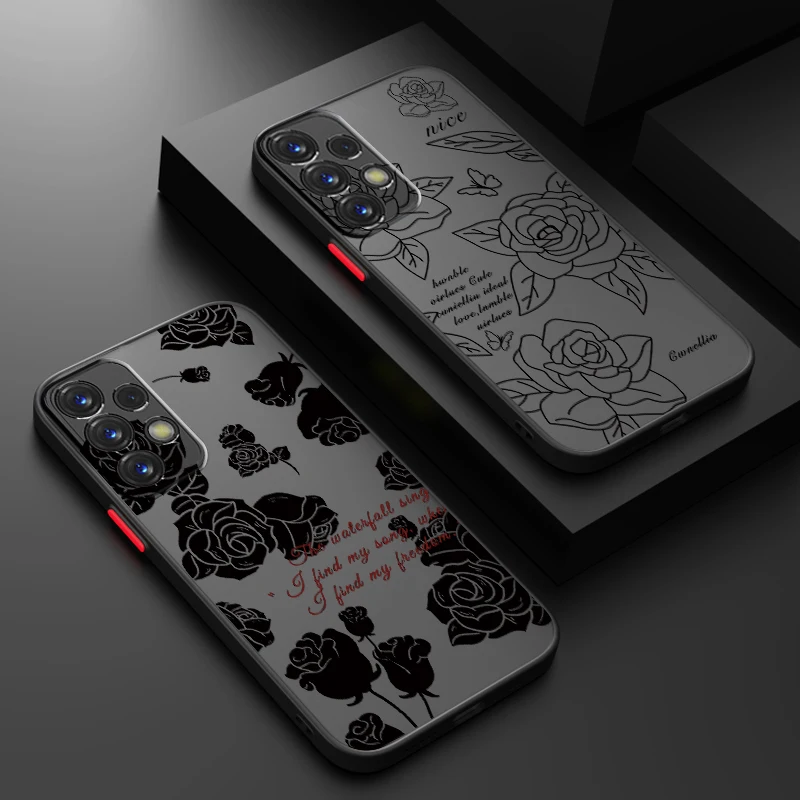 

Beautiful Butterfly Flowers Frosted Translucent For Samsung A53 A52 A33 A32 A51 A71 A21S A13 A73 A50 A22 A12 5G Soft Phone Case