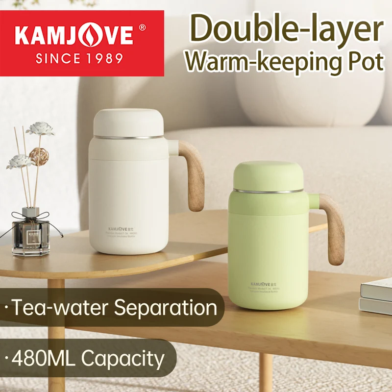 

KAMJOVE 316 Stainless Steel Thermos Cup Office Thermal Insulation And Cold Cupa Business Portable Filter Tea Cup With Handle