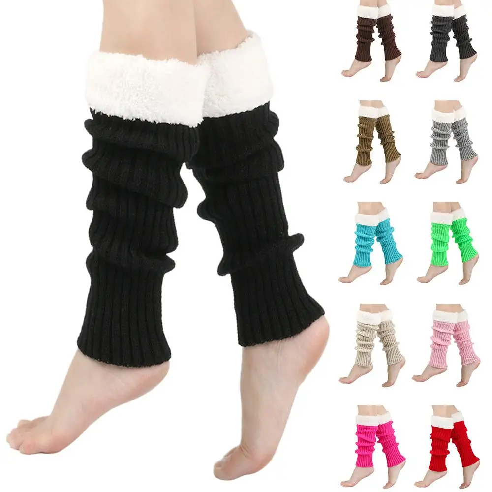 

Party Sports Yoga 80s 90s Leg Warmers Y2K Halloween Costume Neon Ribbed Leg Covers Harajuku Warm Plush Collar Knit Long Socks