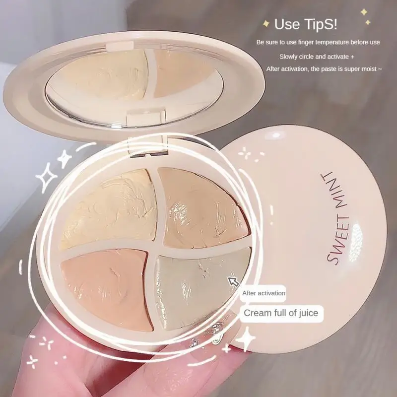 Four Color Face Concealer Palette With Brush Brighten Modify Complexion Coverage Acne Spot Dark Circle Foundation Cream Cosmetic