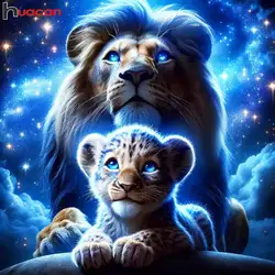 Huacan Diy Diamond Mosaic Lion Fantasy Full Round Square Diamond Painting Animal New Collection Home Decor Handmade Gift