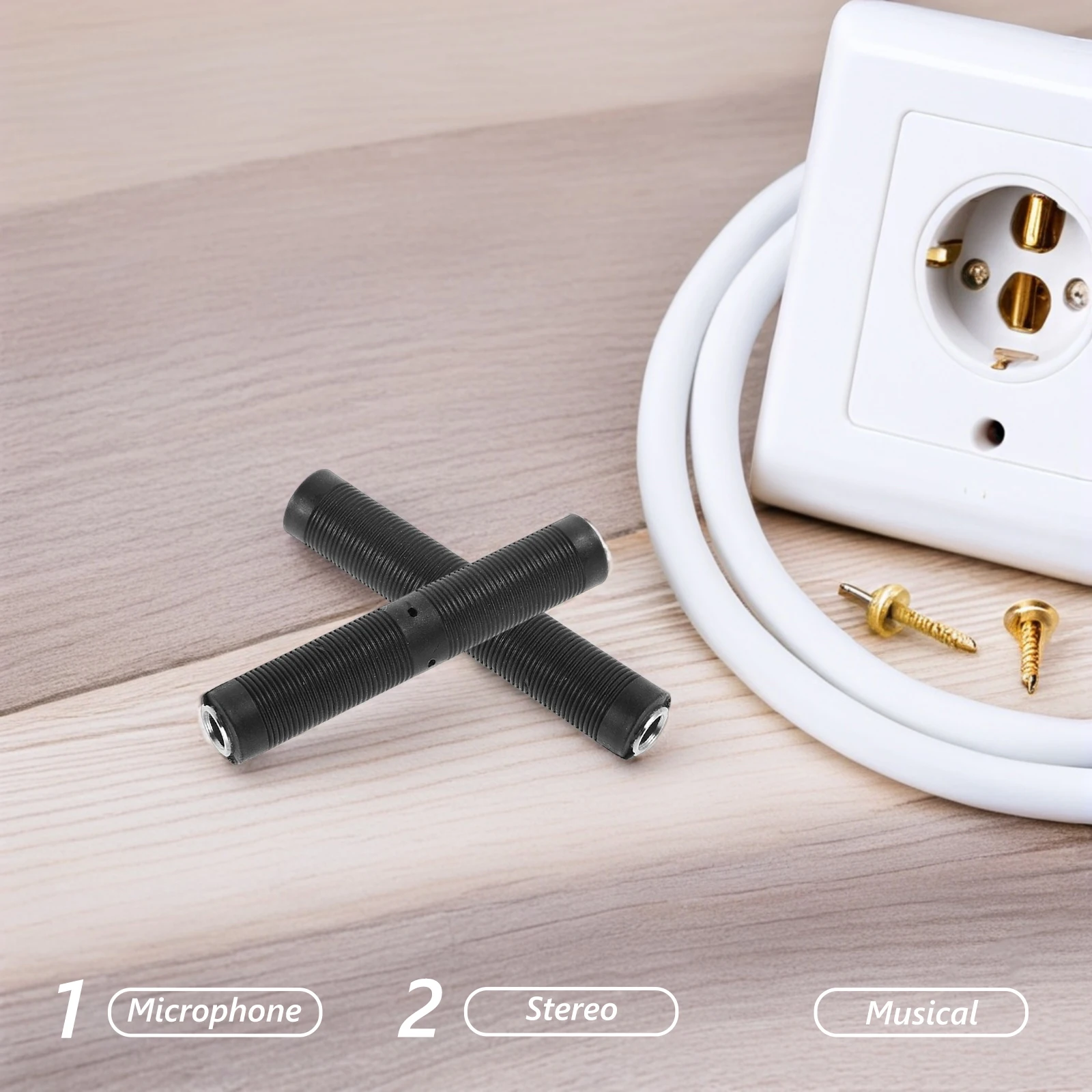 

2pcs Audio Adapter Stereo Connector Jack Coupler Joiner Cable Microphone Metal 6.35mm Female to Dual Stereo Plugs Extension