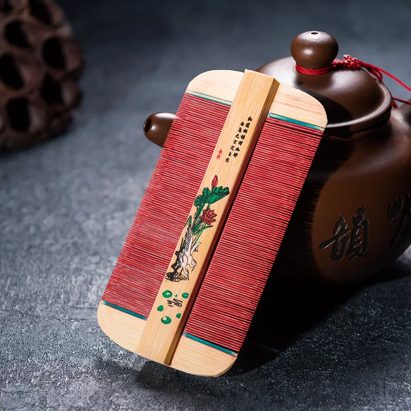 

Китайская традиционная бамбуковая двухсторонняя Расческа для вшей, плотная расческа ручной работы, расческа для удаления зуда, соскабливания головы, расческа для блох