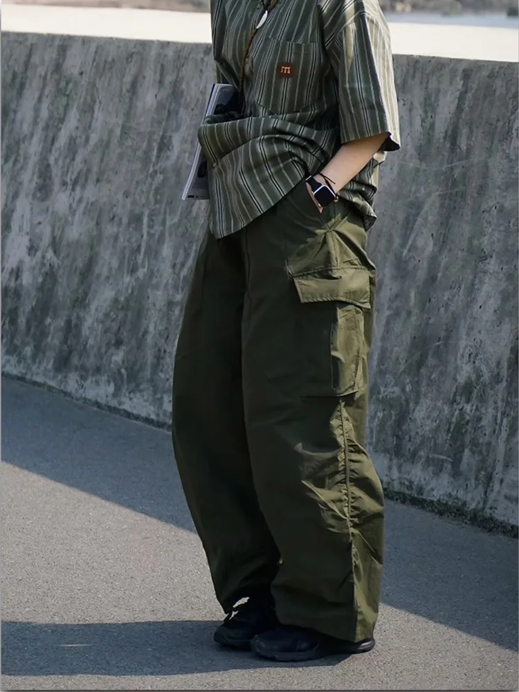 Loose Cargo Pants Men Women Harajuku Multi-pocket Oversize Casual Trousers Hip-hop Straight-leg Wide-legged Pantaloons Unisex