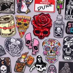 Rose Skull Embroidery Patch Punk Skull Patch Jackets Backpack Hats Sew DIY Iron On Patches For Clothing Thermoadhesive Patches