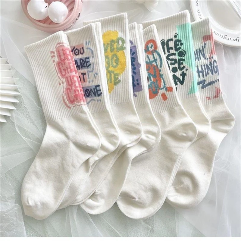 7 Pairs of Stylish New High-Quality Soft Candy Colored Gift Long Tube Ladies Socks