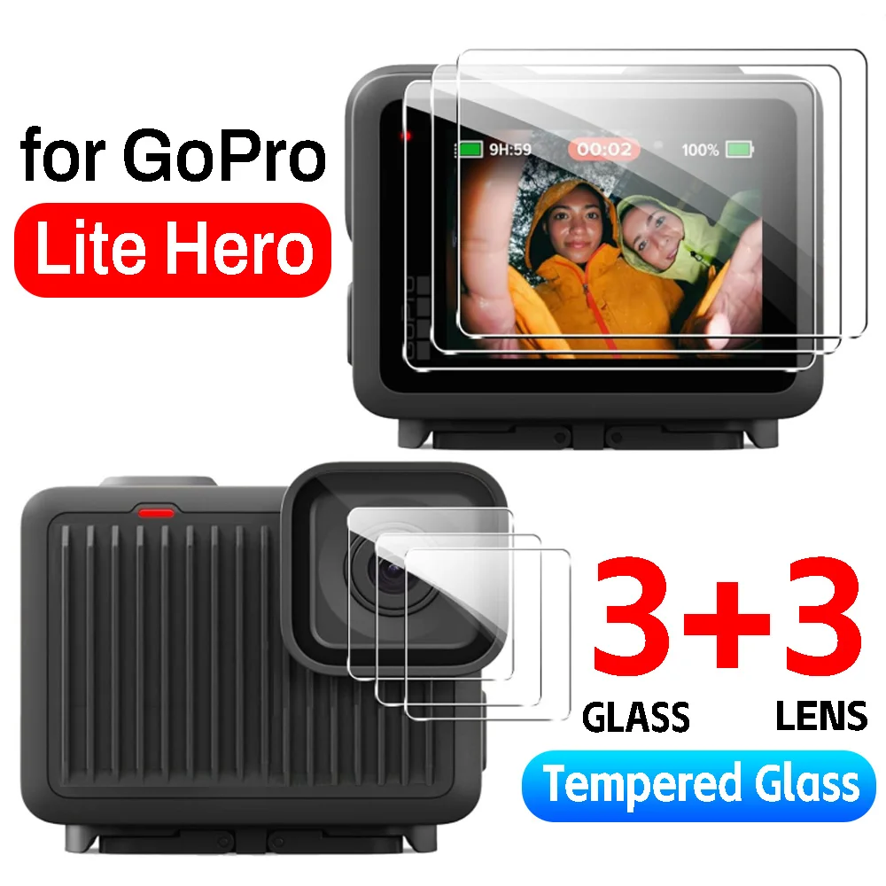 

Tempered Glass Screen Protectors for GoPro Lite Hero 4K Camera Film 6IN1 HD Anti-Scrach Full Cover Lens Film for GoPro Lite Hero