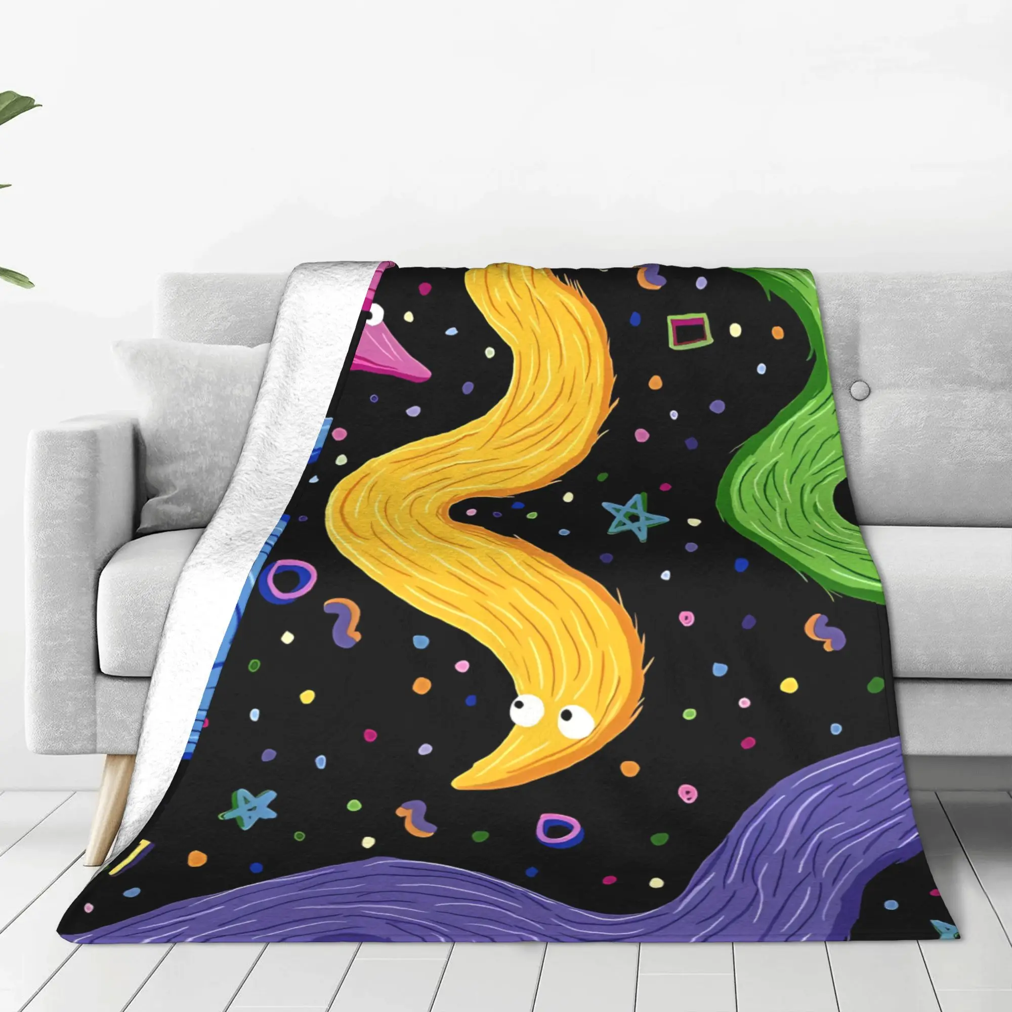1PC Home Cute Room Decor Bowling Blanket Throw Blanket Worm On A String Novelty Warm Blanket All Season