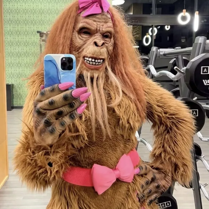 TikTok ผู้ใหญ่ Gorilla เครื่องแต่งกาย Full Mascot ชุดยักษ์ผู้ใหญ่ขนสัตว์ Gorilla คอสเพลย์ชุดแฟนซีชุดกิจกรรม Party Live Show Carnival