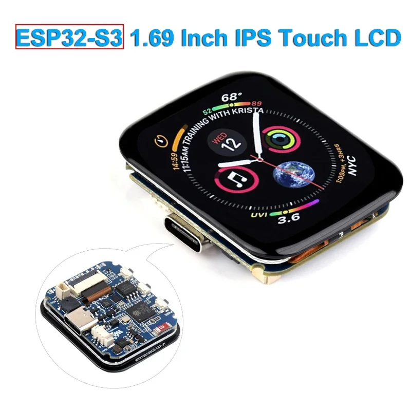 Waveshare ESP32-S3 1,69-calowy dotykowy wyświetlacz LCD IPS Płytka rozwojowa 240×280 ST7789V2 Moduł wyświetlacza SPI dla Arduino IDE/ESP-IDF
