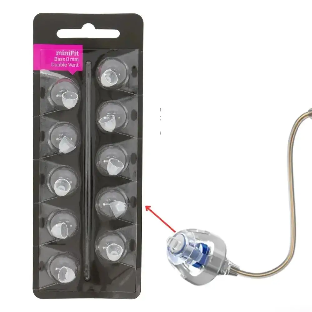 3 packs Universal 8mm Double Vent Bass Domes for Oticon MiniFit Hearing Aid Compatible Hearing Aid Domes Supplies