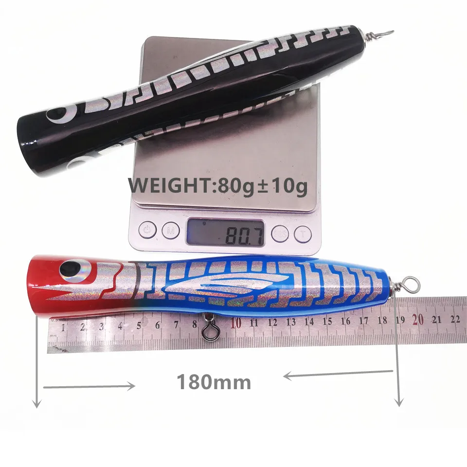 Holz Popper Köder 12CM/30G 18CM/80G Topwater GT Oberfläche Trolling Lockt Tiefe Meer popper Angeln Köder