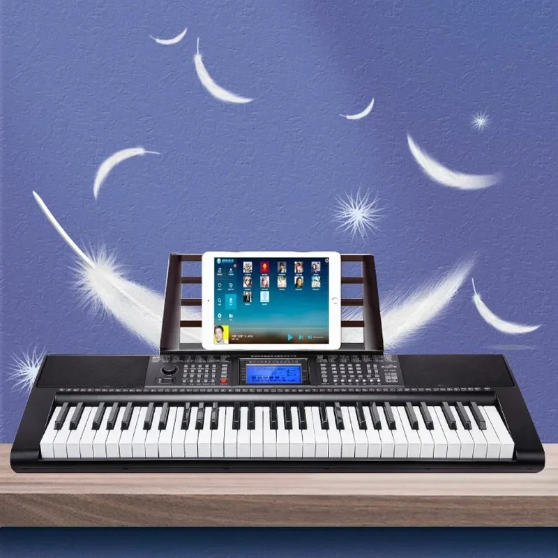 Adult Portable Electronic Keyboard 61 Key Black Electronic Keyboard Stand Synthesizer Clavier Piano Musical Instruments Gifts