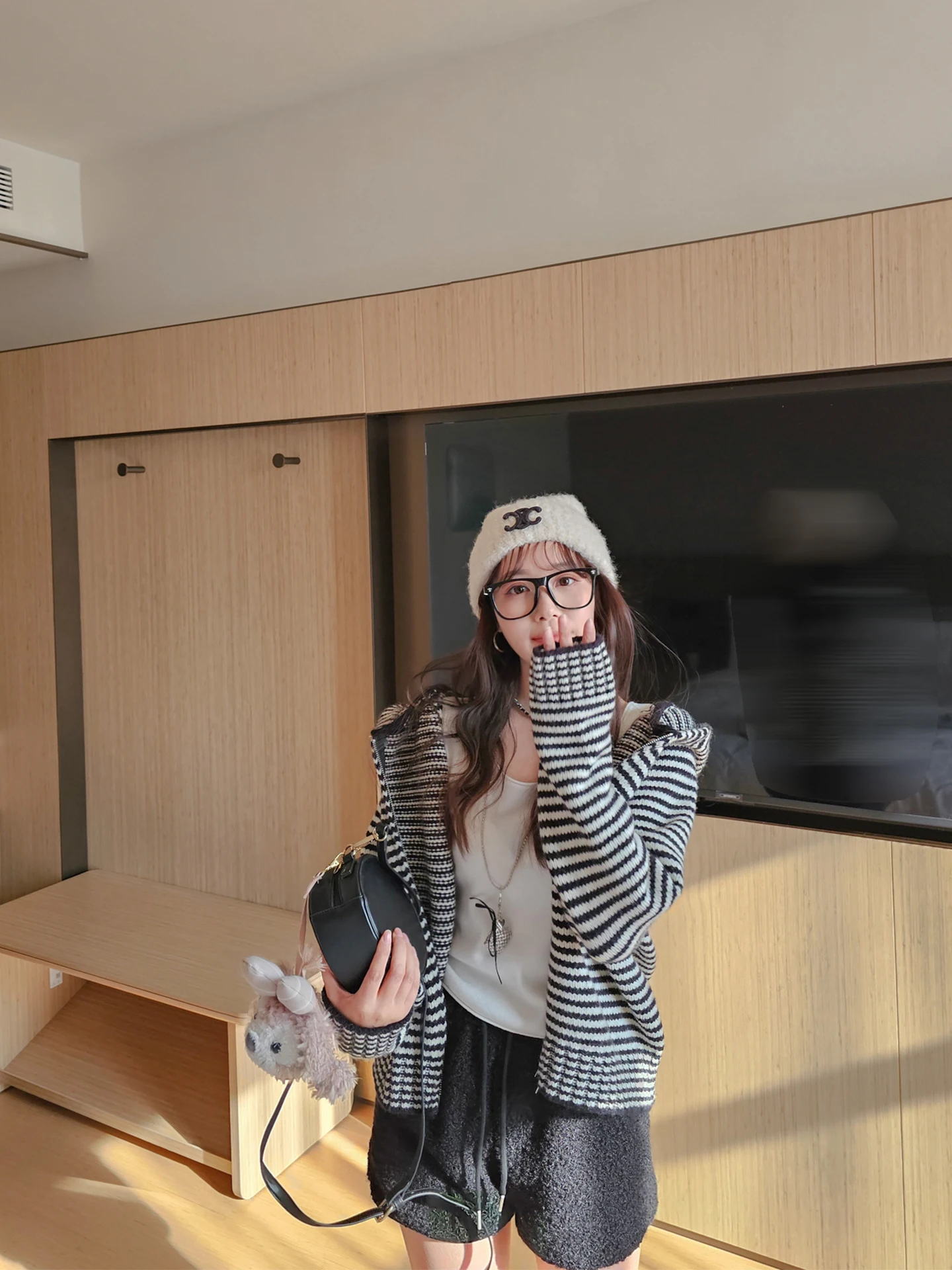 

Loose Women's Knitwear Cardigan Hooded Striped Open Front Lazy Sle Faionable plus Size Autumn Winter Online Exclusive