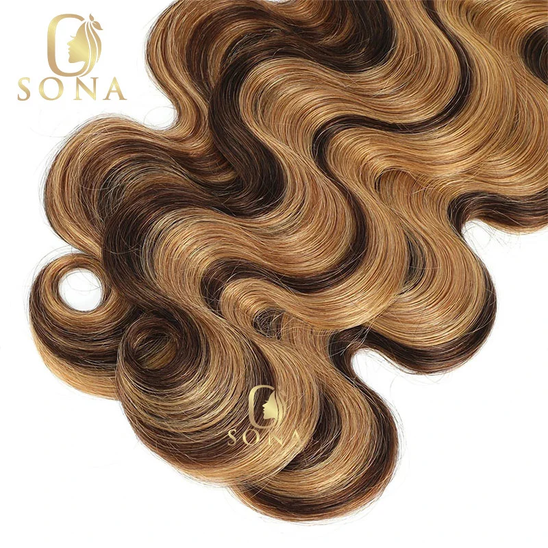 P4/27 تسليط الضوء على العسل شقراء براون الجسم موجة Knotless حزم لحمة لضفائر بوهو وصلة إطالة شعر طبيعي حزم تجديل السائبة