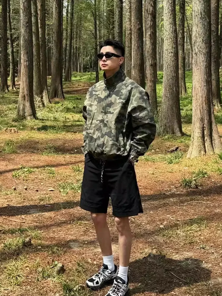 

Мужская камуфляжная солнцезащитная куртка, американская летняя тонкая винтажная уличная спортивная куртка для альпинизма, рабочая куртка с воротником-стойкой
