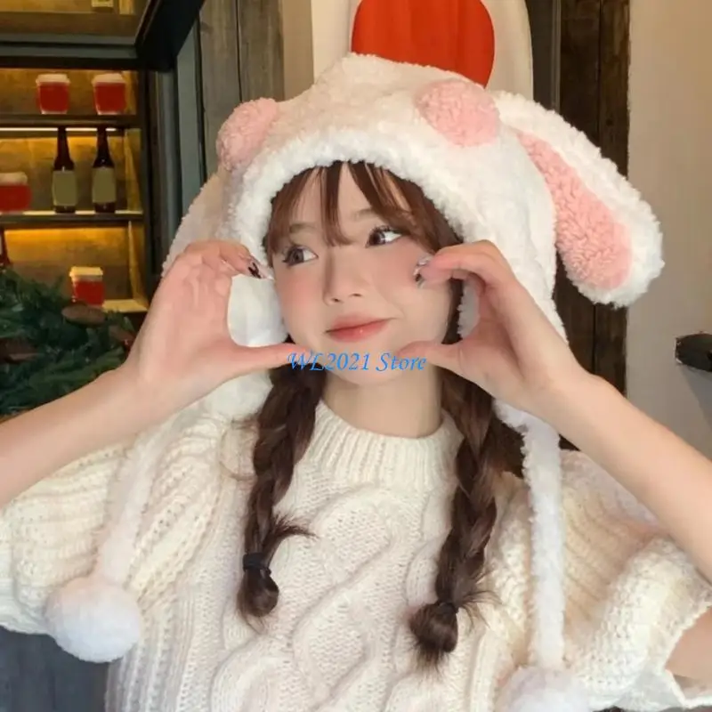

G5GC Winter Furry Ears Hat with For Girls Furry Rabbit Gifts Y2K Adults Kids