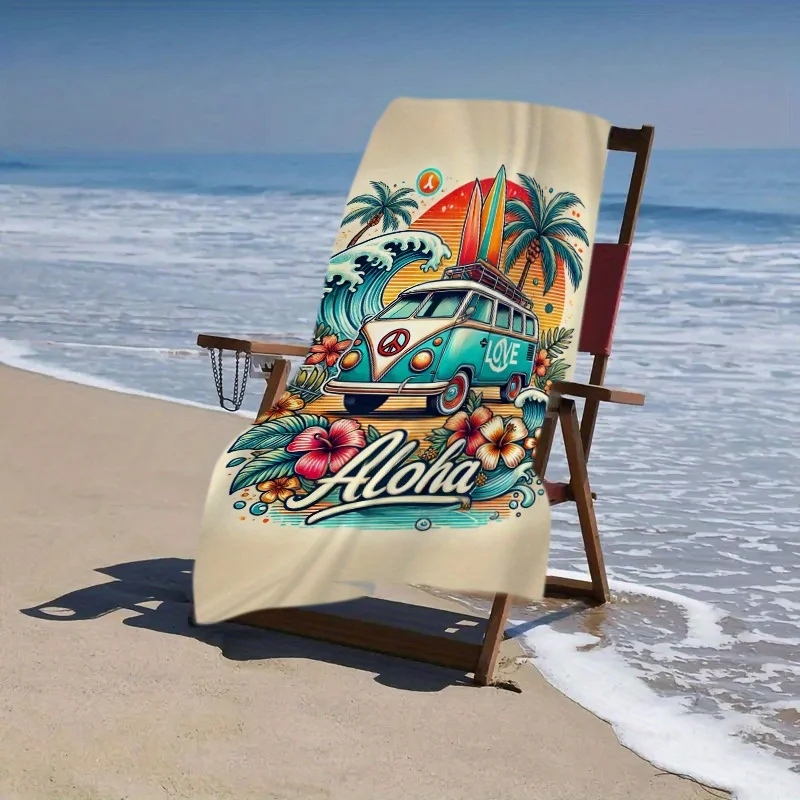 Aloha Surf Bus Oversized Microfiber Beach Mat and Bath Towel-Super Absorbent Quick Drying, Vibrant Design Bath Towel view 4