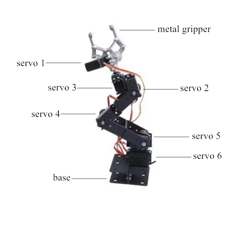 6 Dof Mechanische arm Robotmanipulator Robotonderwijsplatform Basisklem Robotachtig rechthoekig chassis