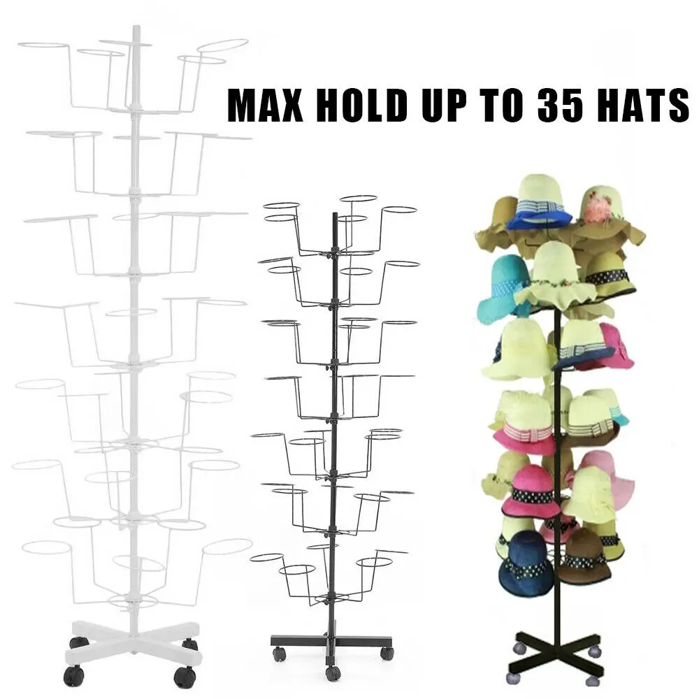 

7-Tiers Black Hat Rack Wardrobe Storage DIY Hanger Hanging Closet Organizer Cap Shelf Rack Hats Holder