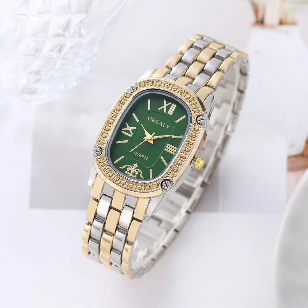 Luxury Fashion Oval Metal Band Watches for Women Alloy Steel Simple Casual Brand Rhinestone Ladies\' Quartz Wristwatch