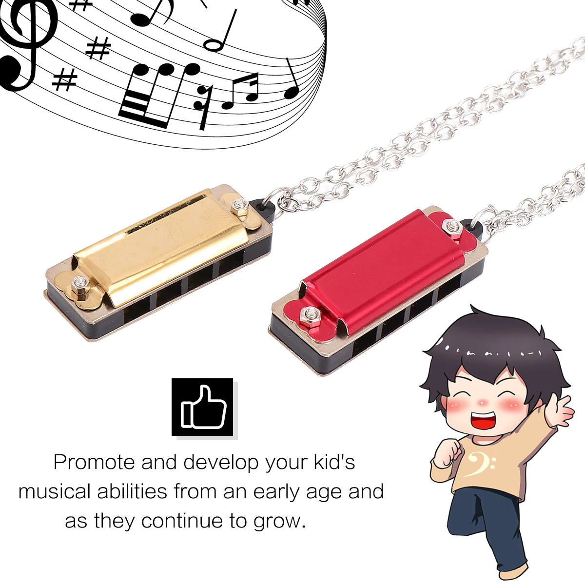 

2 Pcs Organ Toys Kids Toddler Musical Instrument Red Plastic 4 Hole Harmonica Child