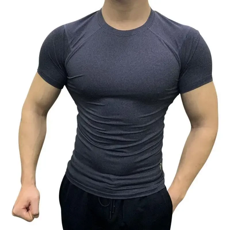 Tights Men\'s Summer Sports Quick-drying Stretch Short-sleeved Breathable Basketball Training T-shirt Running Fitness Top