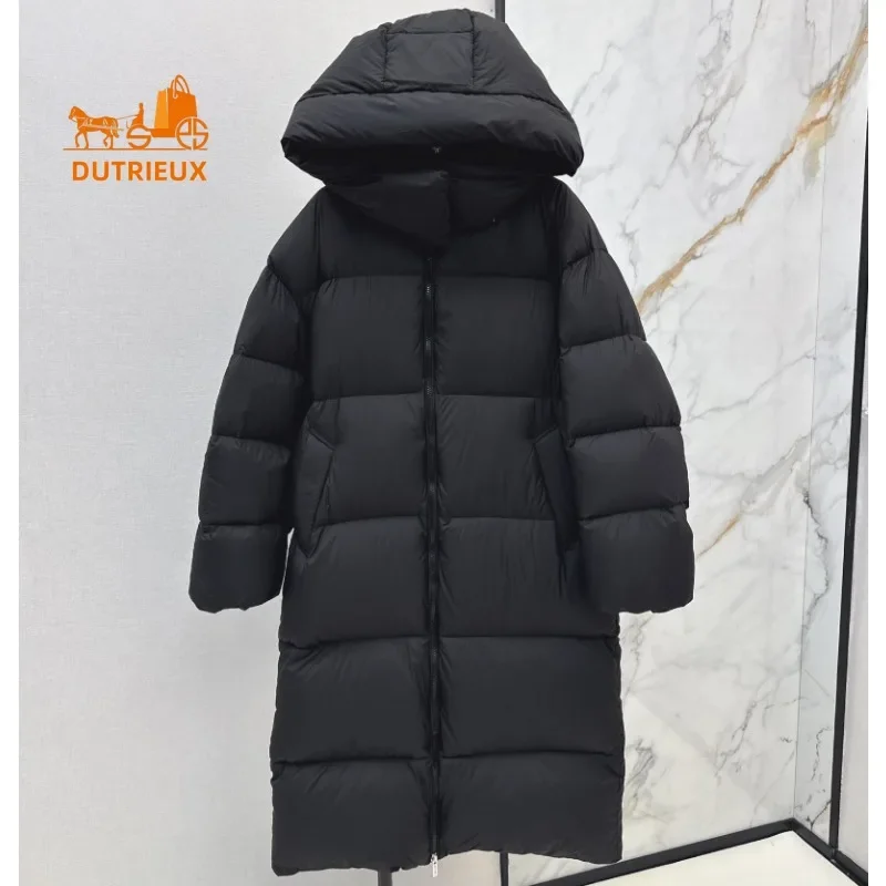 New Winter Down Jacket for Women with Hooded Long Coat 90% White Goose Down Down Jacket Loose Version Warm Jacket Coat for Women