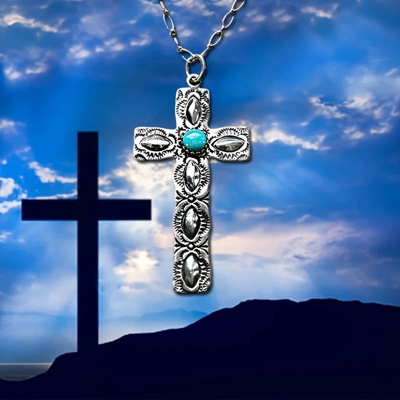 1pc/Boho style cross pendant necklace, retro design, universal necklace for men and women