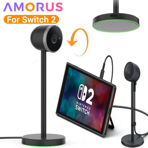 Imagen 2 del producto Cámara HD para consola de juegos Switch 2, lente gran angular, USB tipo C, 1080P, cámara de vídeo para Chat con luz ambiental, accesorios para juegos