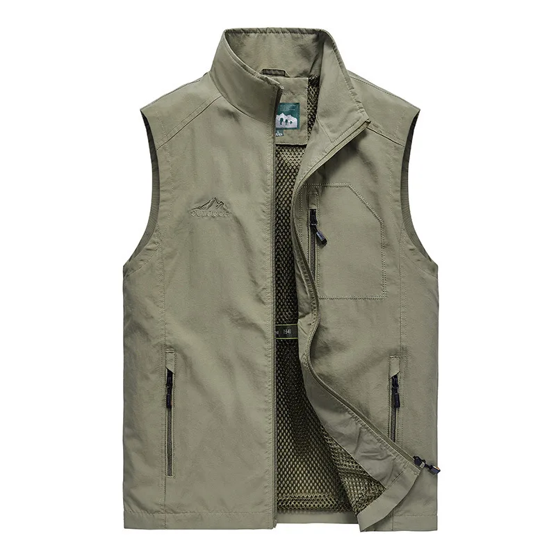 

Spring/Summer 2023 New Men's Wear Simple Standing Collar Fishing Vest Men's Large Outdoor Casual Quick Dried