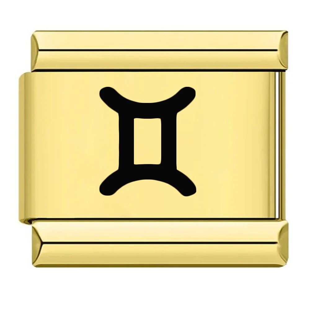 Einzigartige Goldfarbene 12 Sternzeichen Laser-Italienische Charms Passend für 9mm Edelstahl Schmuck für Damen und Herren DIY Armbänder Geschenke – Detail 2