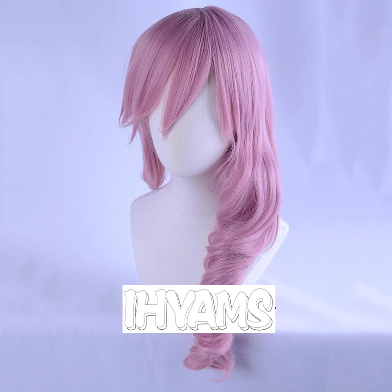 Lightning Final Fantasy peruka do cosplay FF13 mieszane długie różowe kręcone włosy żaroodporne przebranie na karnawał peruki + bezpłatna czapka z peruką