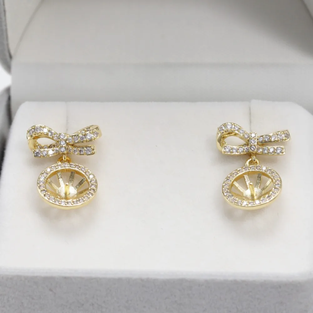 

6PCS S925 Sterling Silver Needle 18K Gold Wrapped Plated Brass Earring Settings Diy Jewelry Pearl Earrings Accessories