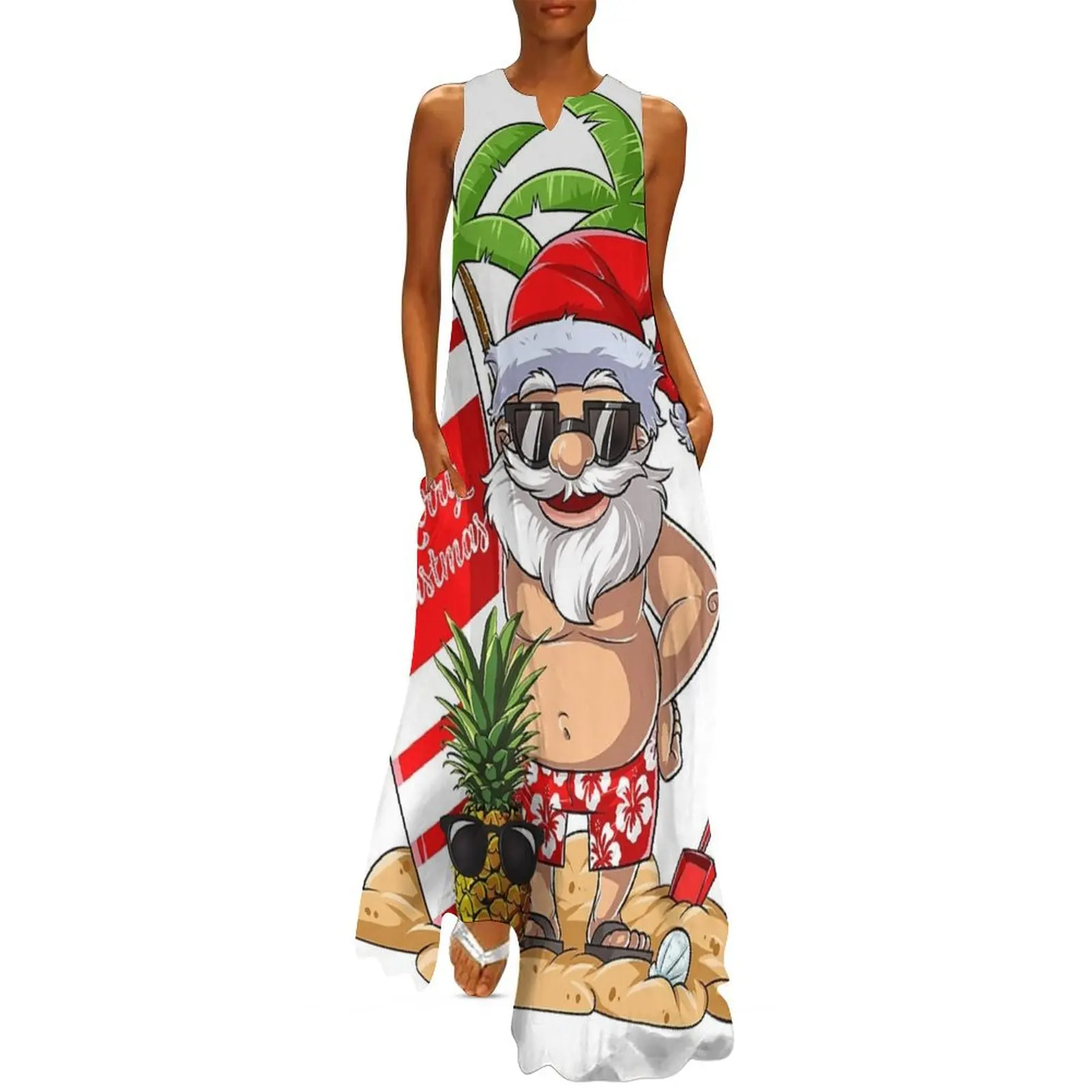 

Christmas in July Santa Hawaiian Surfing Summer Surf Long Dress dresses for prom Dress women Dress