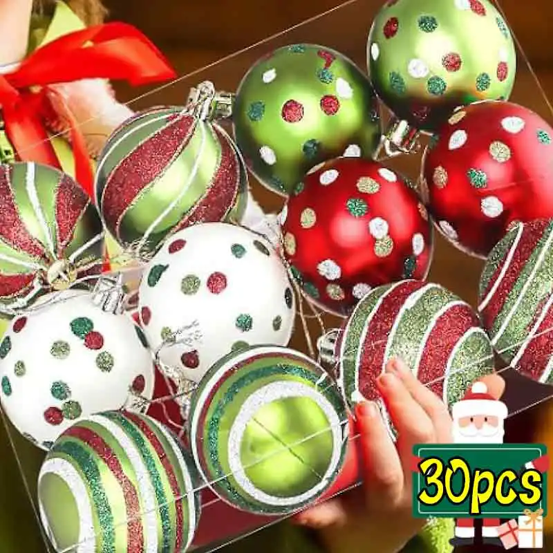 

30/6 шт. гальванические блестящие рождественские шары, цветная живопись, рождественская елка, подвесные шары, подвески, украшение, новогодняя вечеринка, домашний декор
