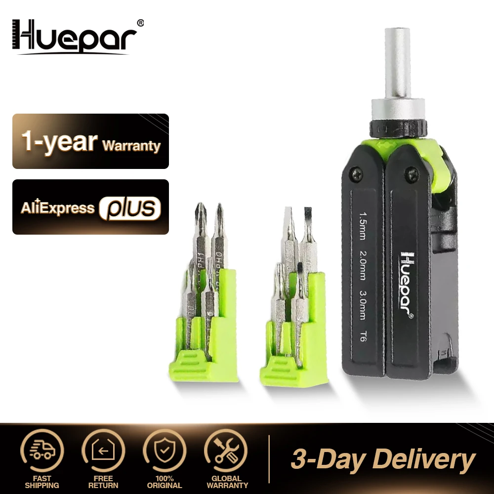 Huepar Multi-Bit Ratchet Precision Screwdriver Set 8-in-1 Quick-load Mechanism Screwdriver Kit Folding Repair Tool For Phones PC