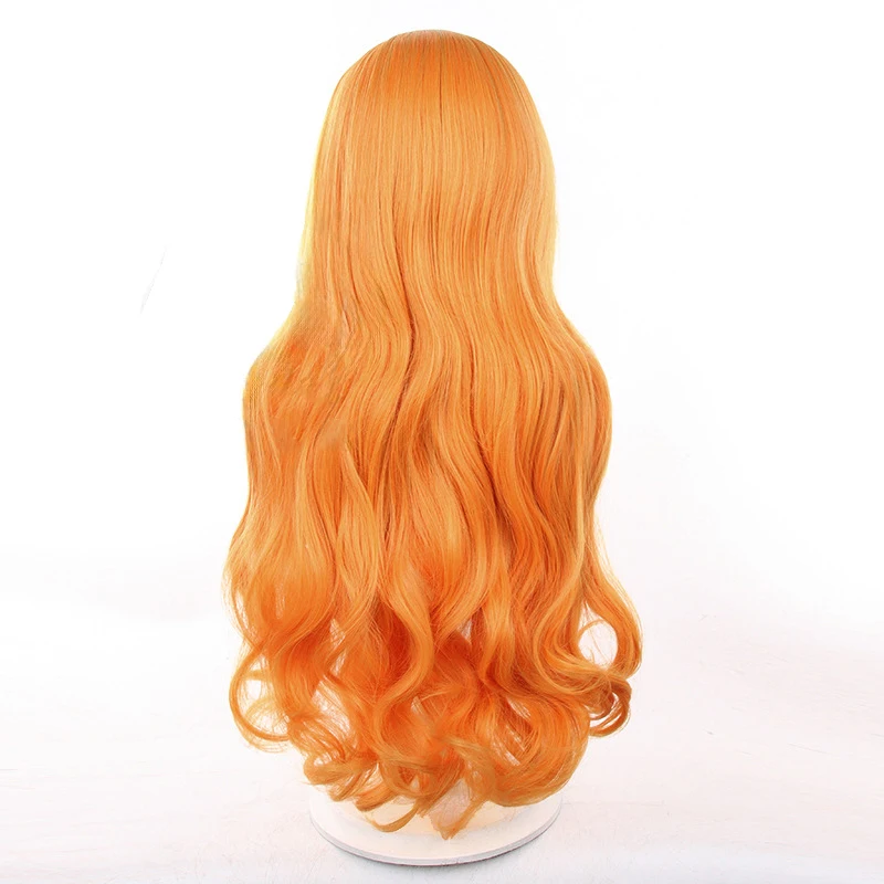 Nami Cosplay Pruik Anime Oranje lang Krullend Haaraccessoires Hoge Temperatuur Draadhaar Voor Vrouwen