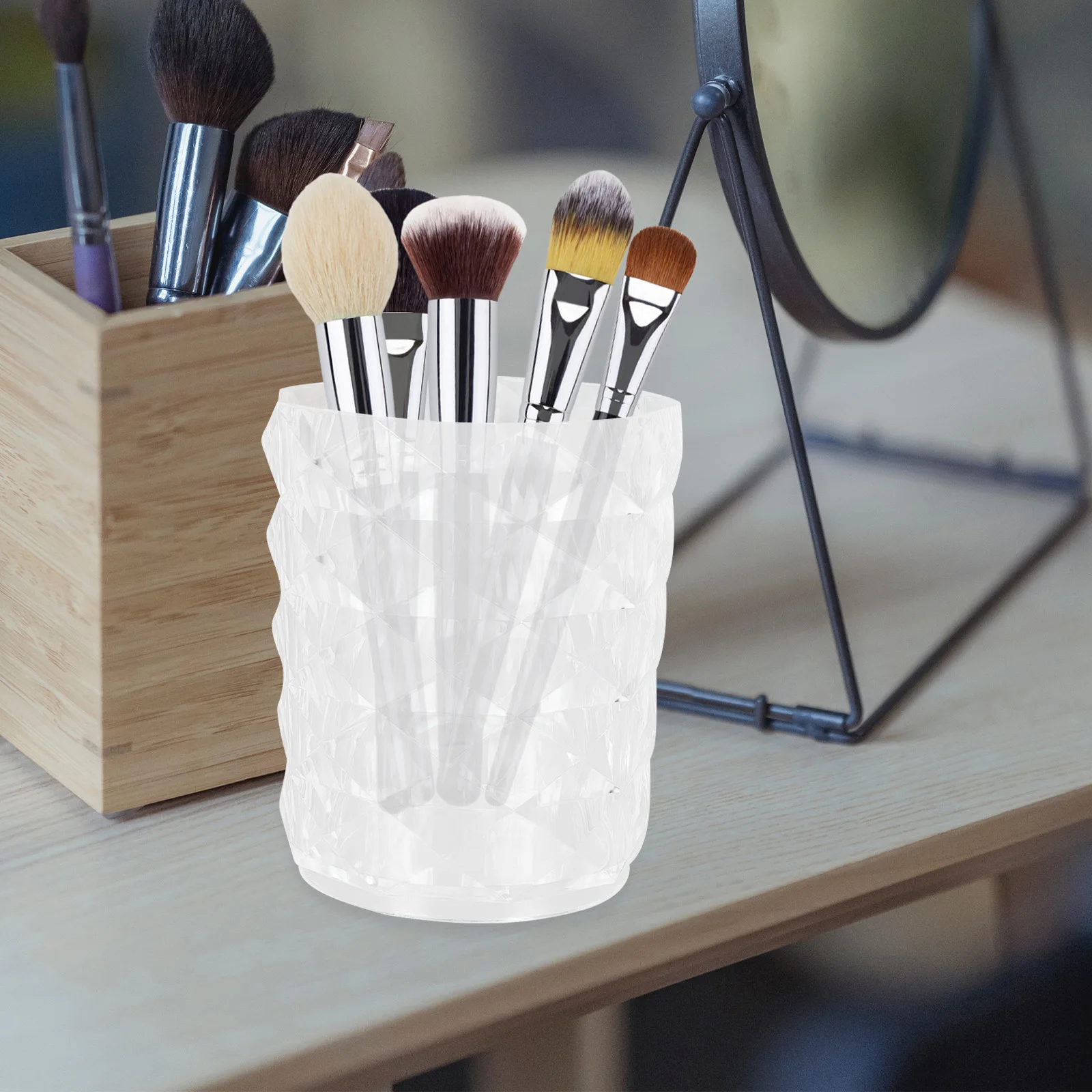 1 قطعة حامل فرشاة للمكياج صندوق تخزين شفاف Ps منظم ضد الغبار أدوات متعددة الوظائف لأعواد الشفاه القطنية #1