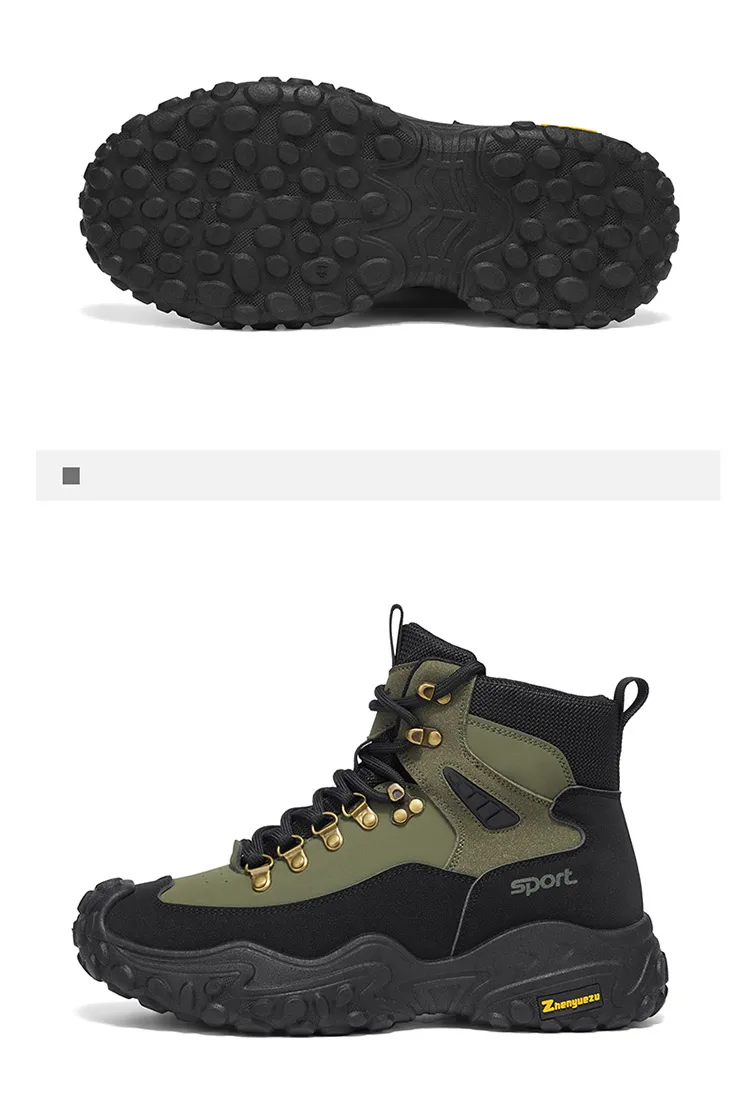 Herren-Outdoor-High-Top-Stiefel mit Dicken Sohlen, Hervorragender Griffigkeit, Besonders Geeignet für Bergsteigen und Wandern | Freizeitstiefel | Bergsteigerausrüstung und Campingausrüstung – Detail 22