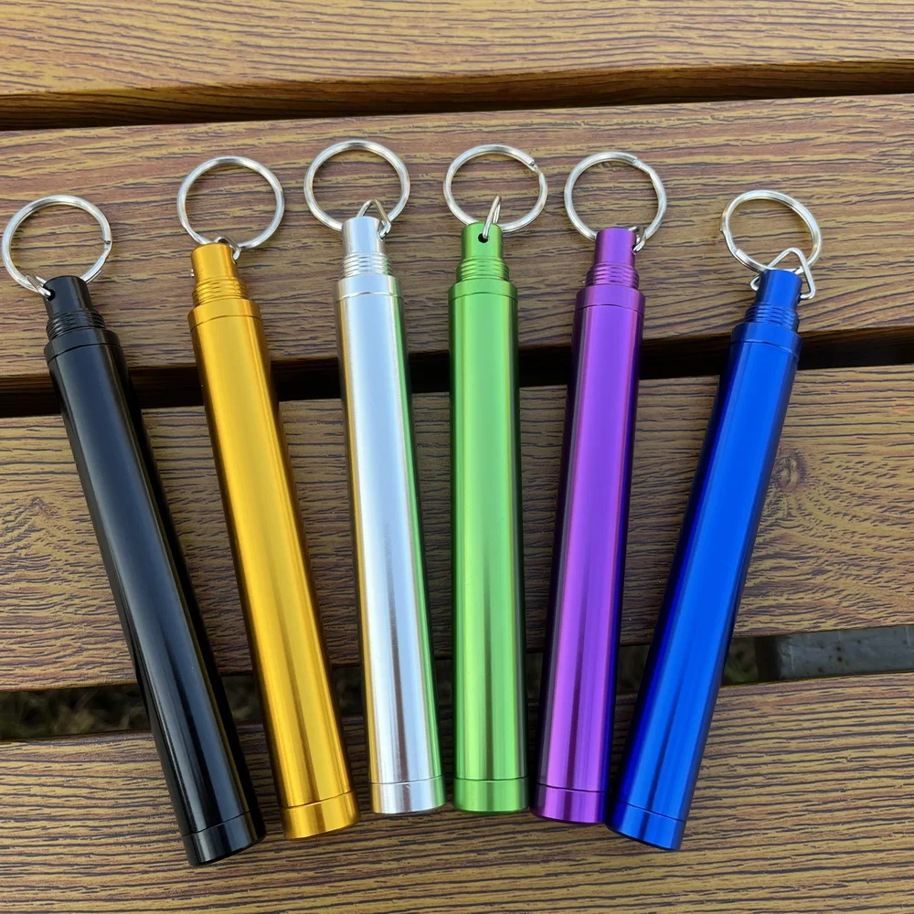 1Pc Aluminum Alloy Storage Tube Metal Storage Aluminum Tube, Cigar Tube, Moisture-proof Anti-fall Sealed Tube with Key chain