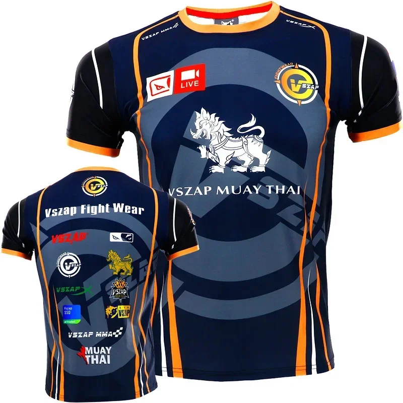 Herren Muay Thai Sport Lockeres Kurzarm-Rundhals-T-Shirt Lässiges Outdoor-Laufshirt Modische Fitnesskleidung Top Sommer – Detail 13