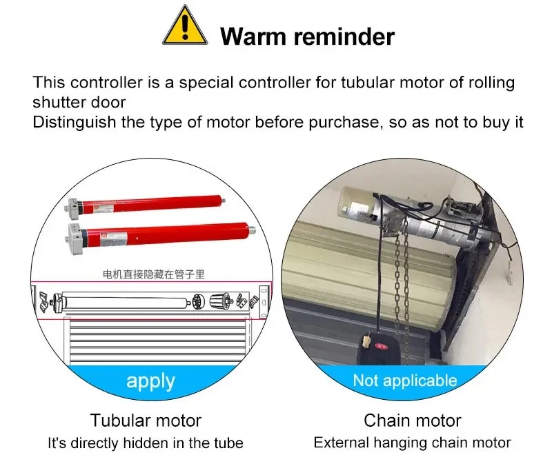 Rolling door remote control Tubular motor controller Universal rolling gate receiver control box Smiley face mode