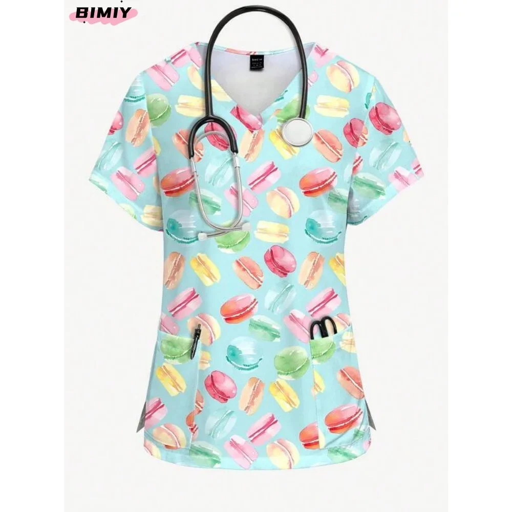 تي شيرت المستشفى كاجوال بأكمام قصيرة ملابس عمل طبيب الحيوانات الأليفة الدعك الطبية زي التمريض ملابس العمل الجراحية الصيدلة #4