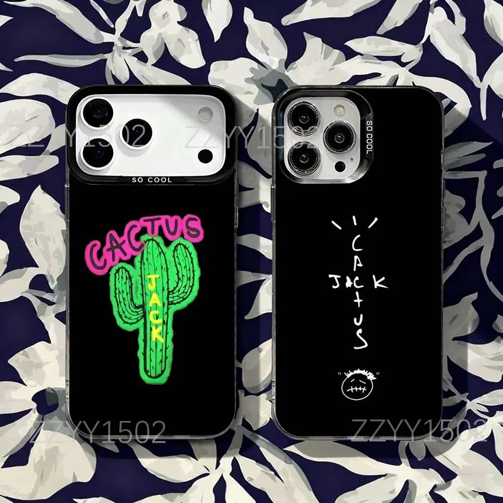 

C-Cactus J-Jack Travis Scott Phone Case For iPhone 17,16,15,14,13,12,X,8,Pro,Max,Plus,SE4,Air,Mini HD Black IMD Matte