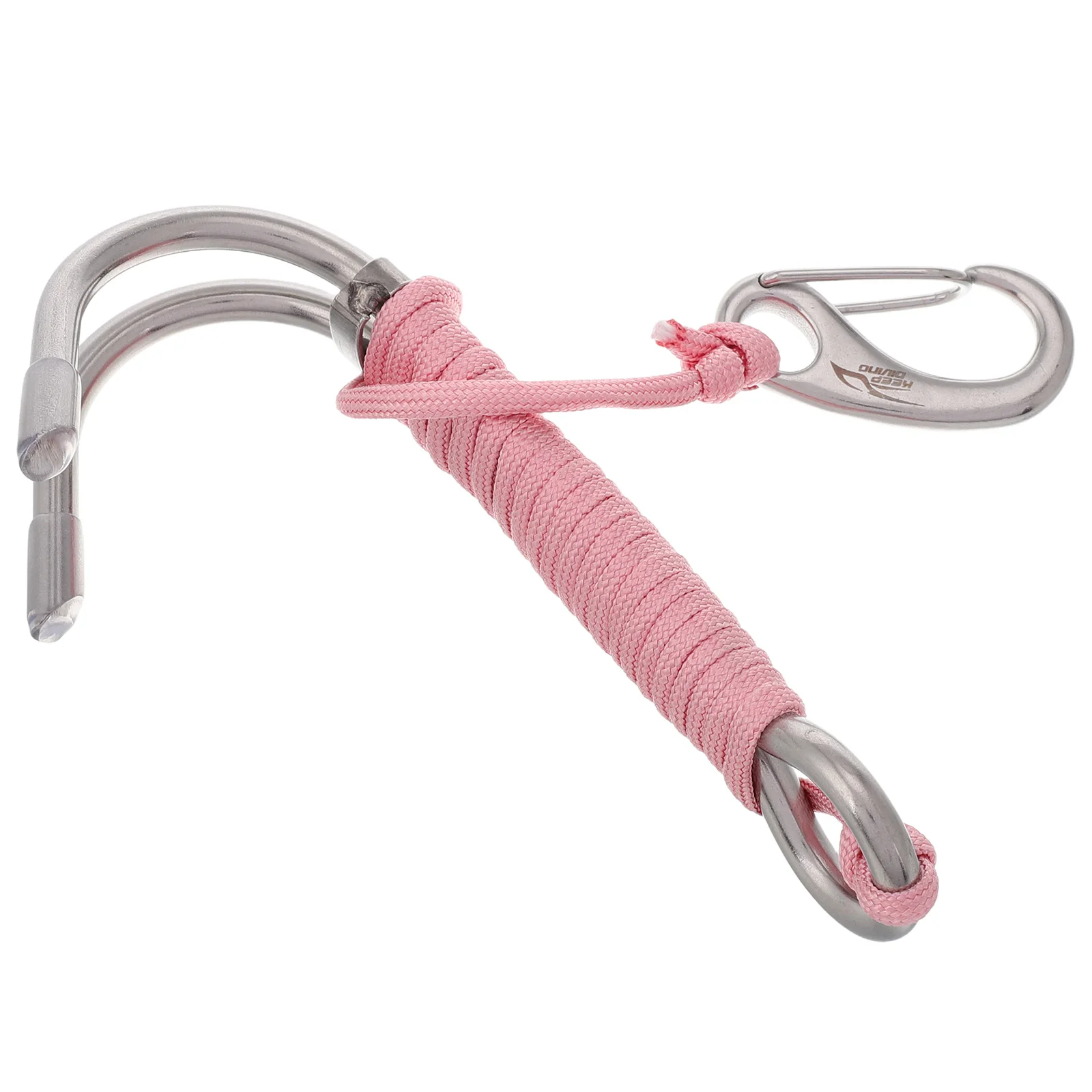 

Diving Hook Hanger Hooks with Coil Lanyard Safety Bait Holder Pink Double Head Spring